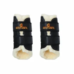 Kentucky Horsewear - Guêtres cheval Turn Out cuir postérieurs x2 Noir Discount