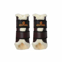 Kentucky Horsewear - Guêtres cheval Turn Out cuir antérieurs x2 Marron