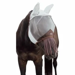 Kentucky Horsewear - Masque anti-mouches Classic avec oreilles et franges Gris Hot