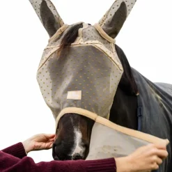 Clearance Kentucky Horsewear - Masque anti-mouches Heart avec oreilles et nez Beige