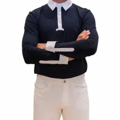 Outlet Kentucky Horsewear - Polo de concours manches longues homme Classic Marine