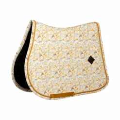 Kentucky Horsewear - Tapis de selle Velvet Printing spring leaves whispers marron/ blanc Beige