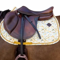 Kentucky Horsewear - Tapis de selle Velvet Printing spring leaves whispers marron/ blanc Beige