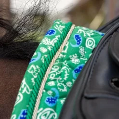 Kentucky Horsewear - Tapis de dressage Velvet Printing paisley garden / marine Vert Sale