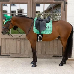Kentucky Horsewear - Tapis de dressage Velvet Printing paisley garden / marine Vert Sale