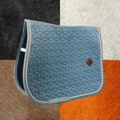 New Kentucky Horsewear - Tapis de selle Velvet Jumping Ciel Bleu