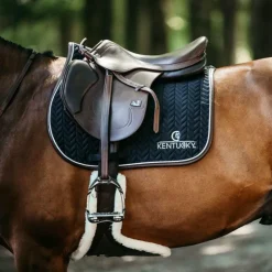 Clearance Kentucky Horsewear - Tapis de selle Fishbone cuir Noir