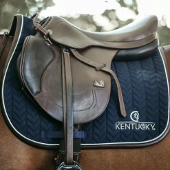 New Kentucky Horsewear - Tapis de selle Fishbone cuir Marine