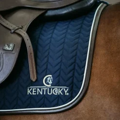 New Kentucky Horsewear - Tapis de selle Fishbone cuir Marine