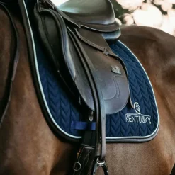 New Kentucky Horsewear - Tapis de selle Fishbone cuir Marine