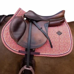 Kentucky Horsewear - Tapis de selle Velvet Printing check Rouge