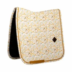 Kentucky Horsewear - Tapis de dressage Velvet Printing spring leaves whispers marron/ blanc Beige