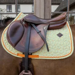 Kentucky Horsewear - Tapis de selle Velvet Printing cubes colorfull Orange Clearance