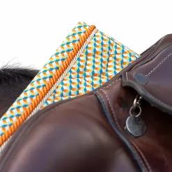 Kentucky Horsewear - Tapis de selle Velvet Printing cubes colorfull Orange Clearance