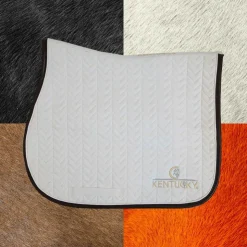 New Kentucky Horsewear - Tapis de selle Fishbone blanc cuir