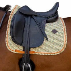 New Kentucky Horsewear - Tapis de dressage Velvet Printing cubes colorfull Orange