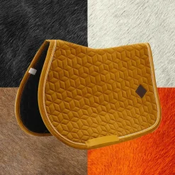 Clearance Kentucky Horsewear - Tapis de selle Velvet Jumping Moutarde pour minis Jaune
