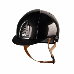 Hot KEP - Casque d'équitation Cromo 2.0 Shine black visière standard jugulaire beige Noir