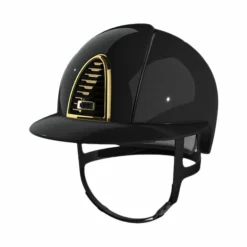 KEP - Casque d'équitation Cromo 2.0 Shine 2 visière polo cadre gold Noir Clearance