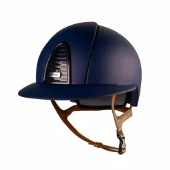 KEP - Casque d'équitation Cromo 2.0 Matt blue polo jugulaire beige Marine Best
