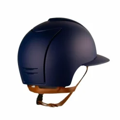 KEP - Casque d'équitation Cromo 2.0 Matt blue polo jugulaire beige Marine Best