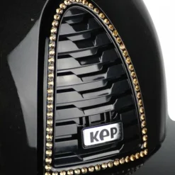 KEP - Casque d'équitation Cromo 2.0 édition limitée Shine Trieste black Swarovski visière polo jugulaire beige Noir New