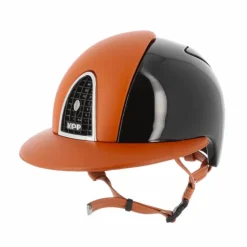 KEP - Casque personnalisé Cromo Polish Black Leather Cognac Visière Polo Noir New