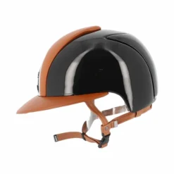 KEP - Casque personnalisé Cromo Polish Black Leather Cognac Visière Polo Noir New