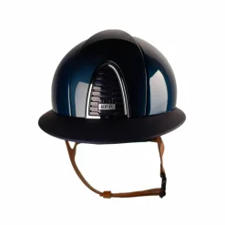 KEP - Casque équitation Cromo 2.0 Shine blue polo jugulaire beige Marine Hot