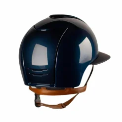 KEP - Casque équitation Cromo 2.0 Shine blue polo jugulaire beige Marine Hot