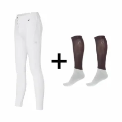 Kingsland - Pack Pantalon d'équitation femme KLKira + Chaussettes d'équitation Classic Show noir Blanc Sale