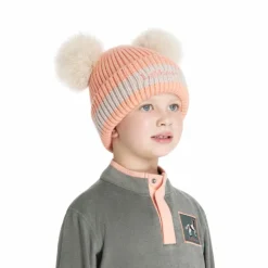LeMieux - Bonnet enfant Mini doubles pompons peach punch Orange New
