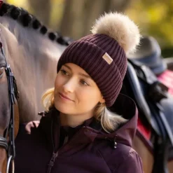 Best LeMieux - Bonnet femme côtelé Clara damson Bordeaux