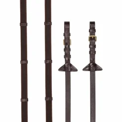 Best LeMieux - Rênes en caoutchouc grip Continental havane/ laiton Marron