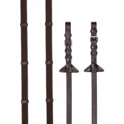 New LeMieux - Rênes en caoutchouc grip Continental havane/ argent Marron