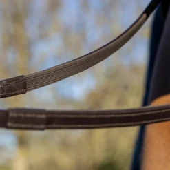 New LeMieux - Rênes en caoutchouc doublé sur la moitié Rubber Half / laiton Marron