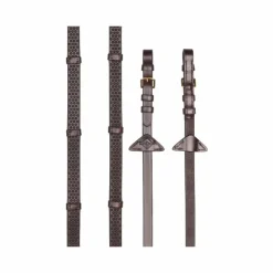 Online LeMieux - Rênes en caoutchouc souple avec arrêtoirs havane/ laiton Marron