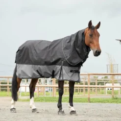 Loveson - Couverture d'extérieur Turnout Plus noir/ gris 100g Discount