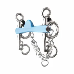 Metalab - Mors pelham Flexi droit demi-lune branches courtes bleu Online