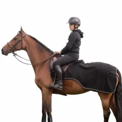 Paddock Sports - Couvre-reins polaire Diagonal Noir Hot