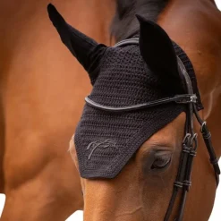 Pénélope - Bonnet pour chevaux coton Noir