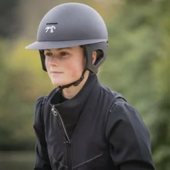 Pénélope - Casque d'équitation visière polo mat X Freejump Noir Hot