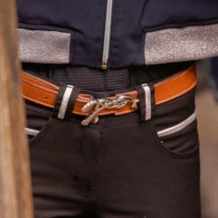 Hot Pénélope - Ceinture femme Signature cognac/ argent Marron