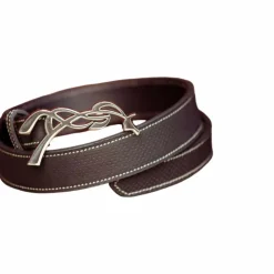 Clearance Pénélope - Ceinture femme Signature cuir perforé Noir
