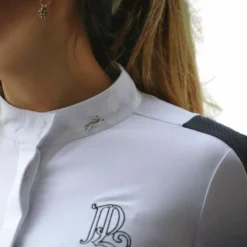 Pénélope - Chemise manches longues de concours Showshirt blanc/ noir Discount