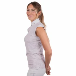 Pénélope - Polo de concours manches courtes femme Seville logo rose Blanc Discount