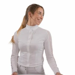 Pénélope - Polo de concours manches longues femme Las Honey Blanc