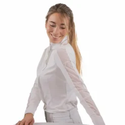 Pénélope - Polo de concours manches longues femme Las Honey Blanc