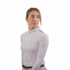 Hot Pénélope - Polo de concours manches longues femme Séville mesh Blanc
