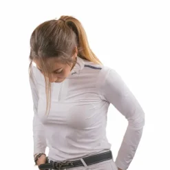 Hot Pénélope - Polo de concours manches longues femme Séville mesh Blanc